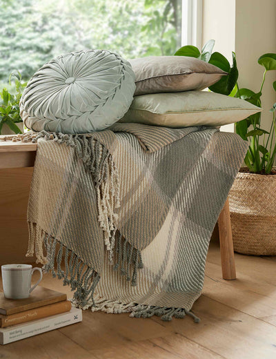 M&S Laura Ashley Home Pure Cotton Dylan Checked Throw- Buy online at McGrocer