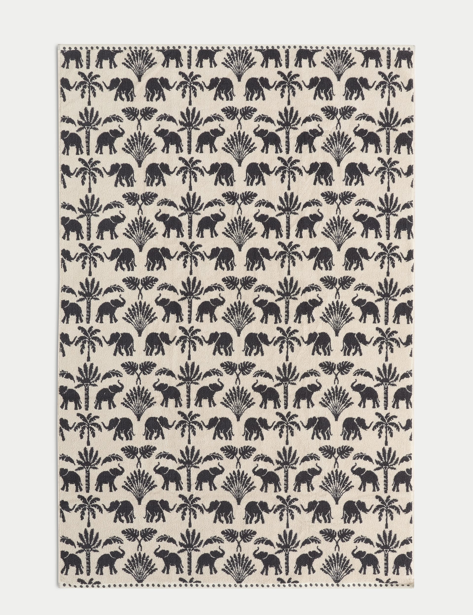 Pure cotton bath towel with elephant and palm tree print, imported from the UK