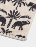 Pure cotton bath towel with elephant and palm tree print, imported from the UK