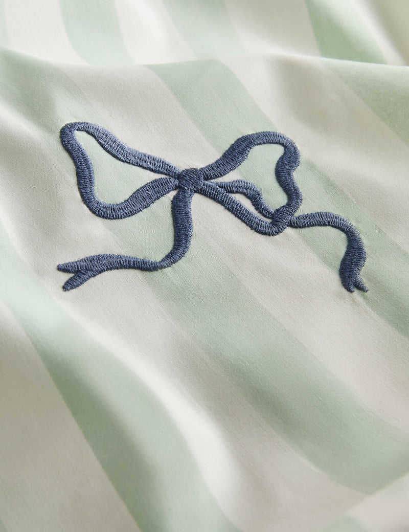 Pure cotton embroidered bow striped single bedding set, imported from the UK