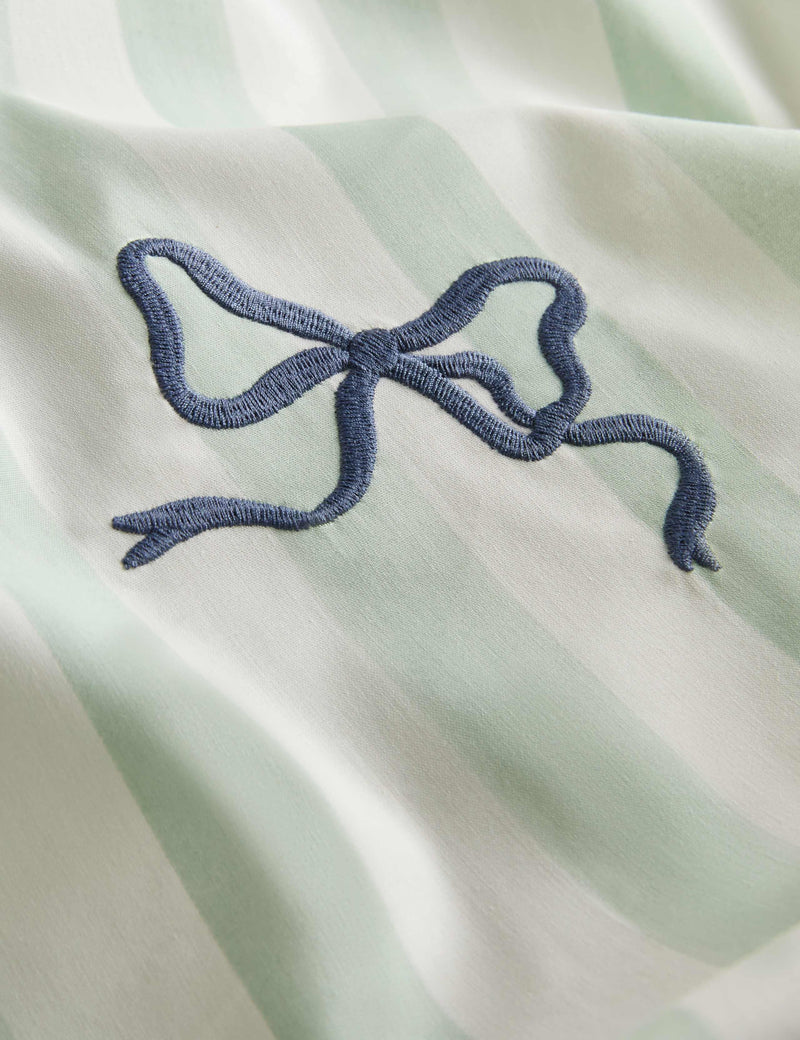 Pure cotton embroidered bow striped single bedding set, imported from the UK