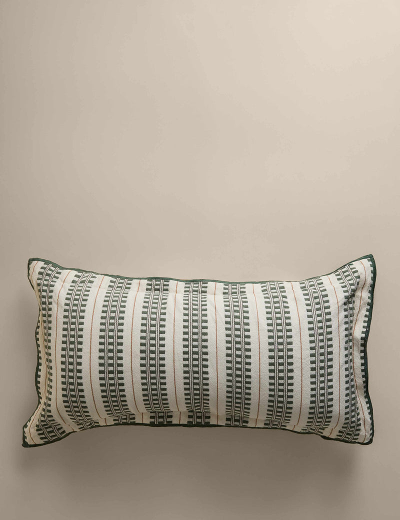 Pure cotton embroidered grid bolster cushion - British product