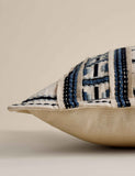 Pure cotton embroidered grid bolster cushion large 70cm - British product