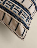 Pure cotton embroidered grid bolster cushion large 70cm - British product