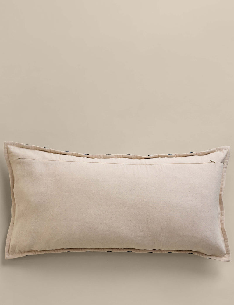Pure cotton embroidered grid bolster cushion large 70cm - British product
