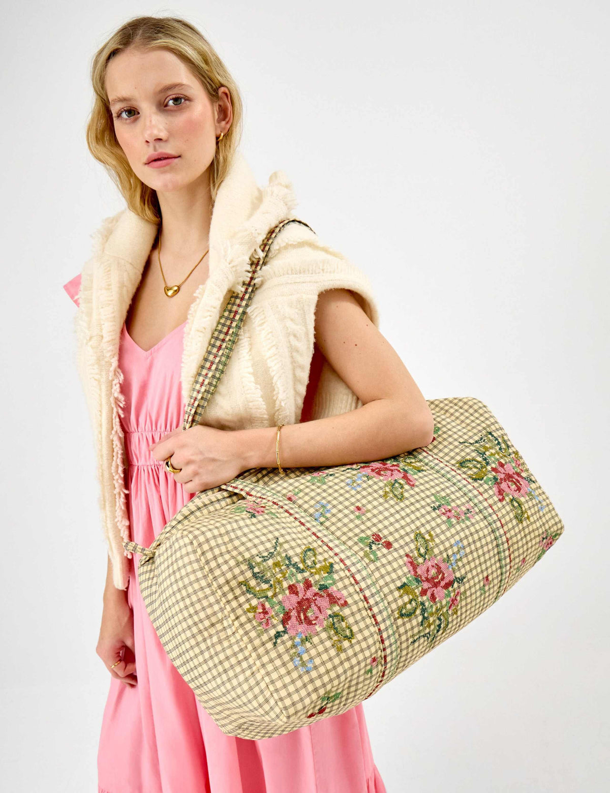 Accessorize pure cotton embroidered weekend bag, UK version