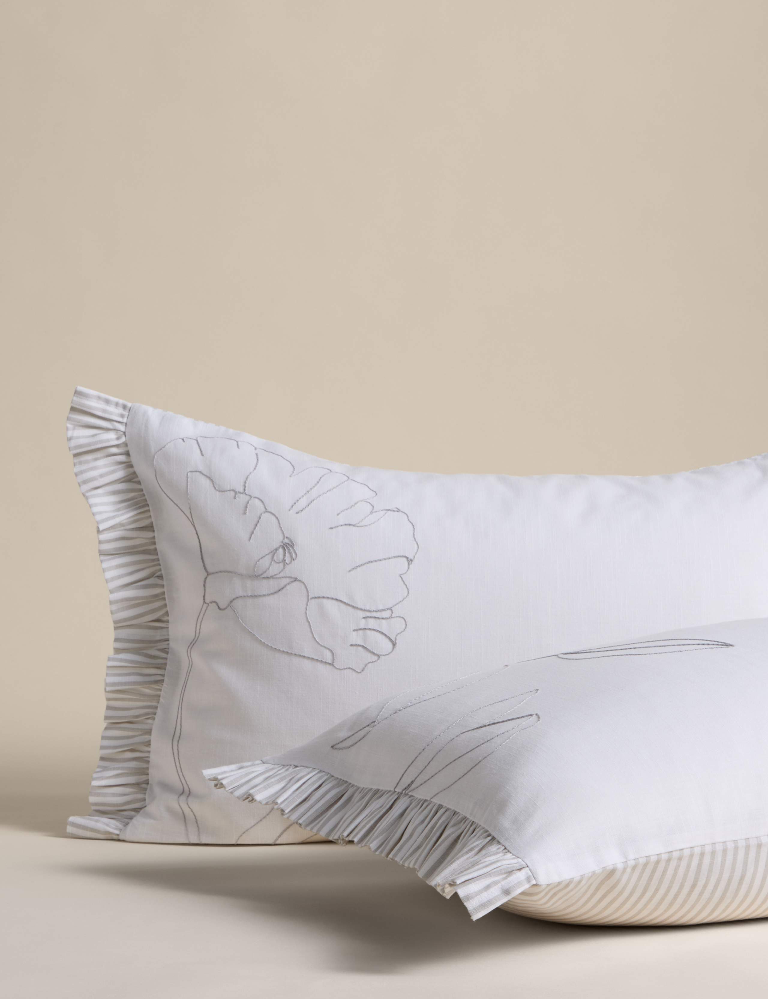 Pure cotton floral embroidered bedding set - British product