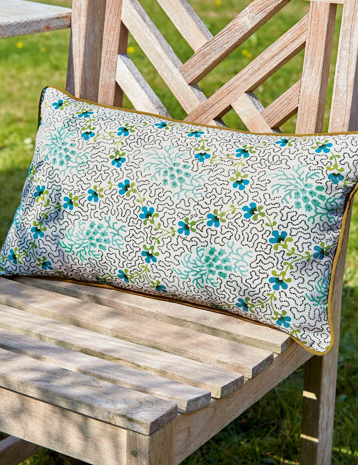 Land & Shore floral outdoor cushion 30x50cm, imported from the UK