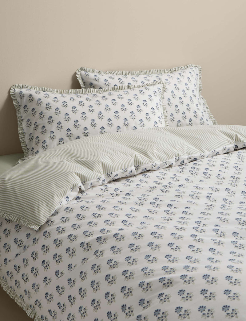 Pure Cotton Floral Ruffle Bedding Set, imported from the UK
