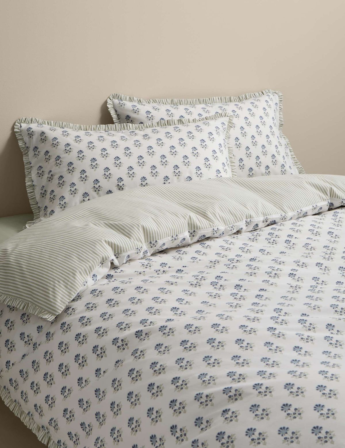 Pure Cotton Floral Ruffle Bedding Set, imported from the UK