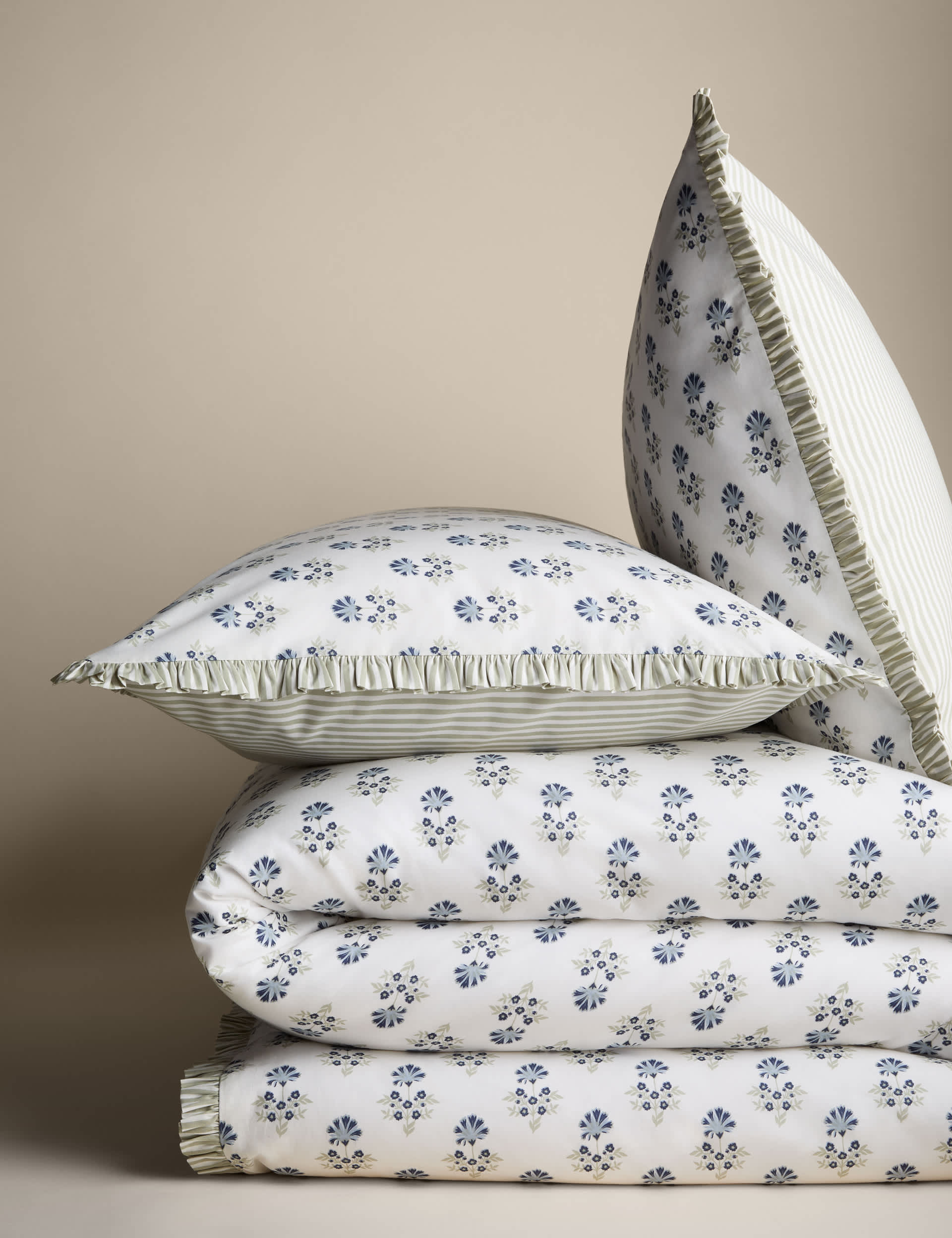 Pure Cotton Floral Ruffle Bedding Set, imported from the UK