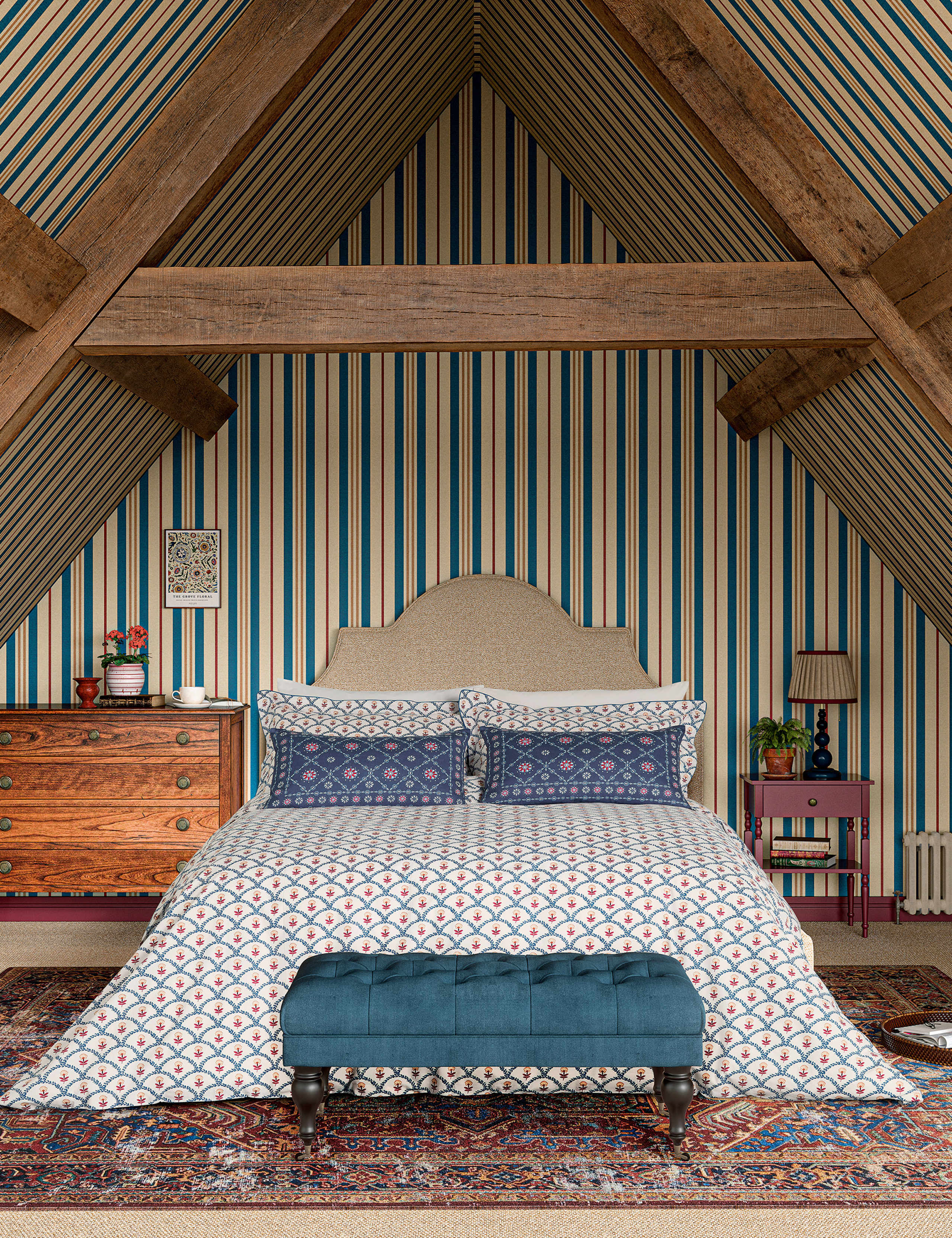 Pure Cotton Floral Scallop Bedding Set, imported from the UK