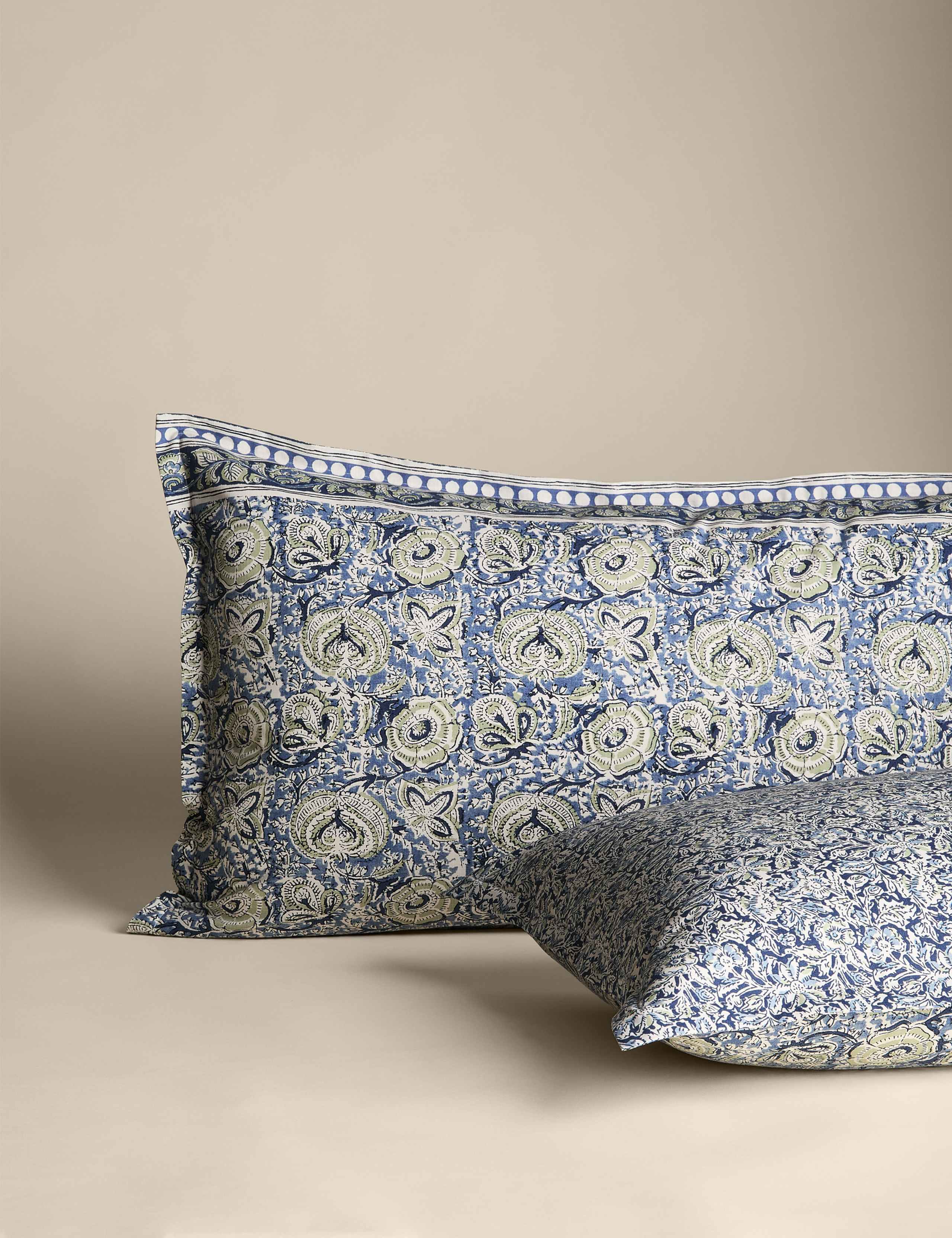 Cotton floral woodblock bedding set, imported from the UK
