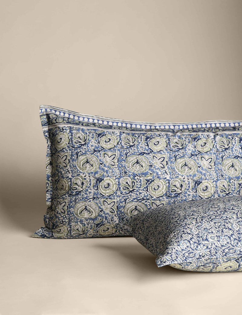 Cotton floral woodblock bedding set, imported from the UK