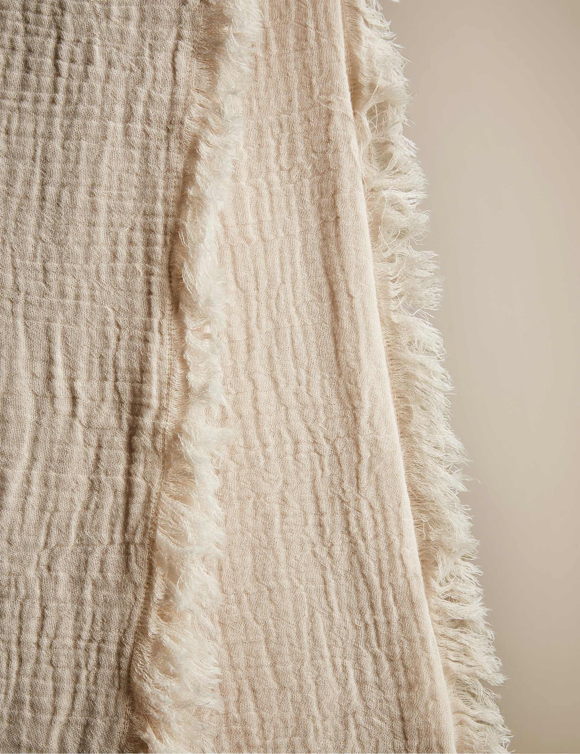 Pure cotton frayed edge muslin tablecloth 140x230 cm, imported from the UK