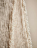 Pure cotton frayed edge muslin tablecloth 140x230 cm, imported from the UK