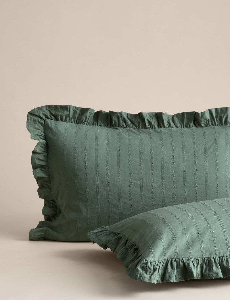 Pure cotton French ruffle embroidery bedding set, imported from the UK