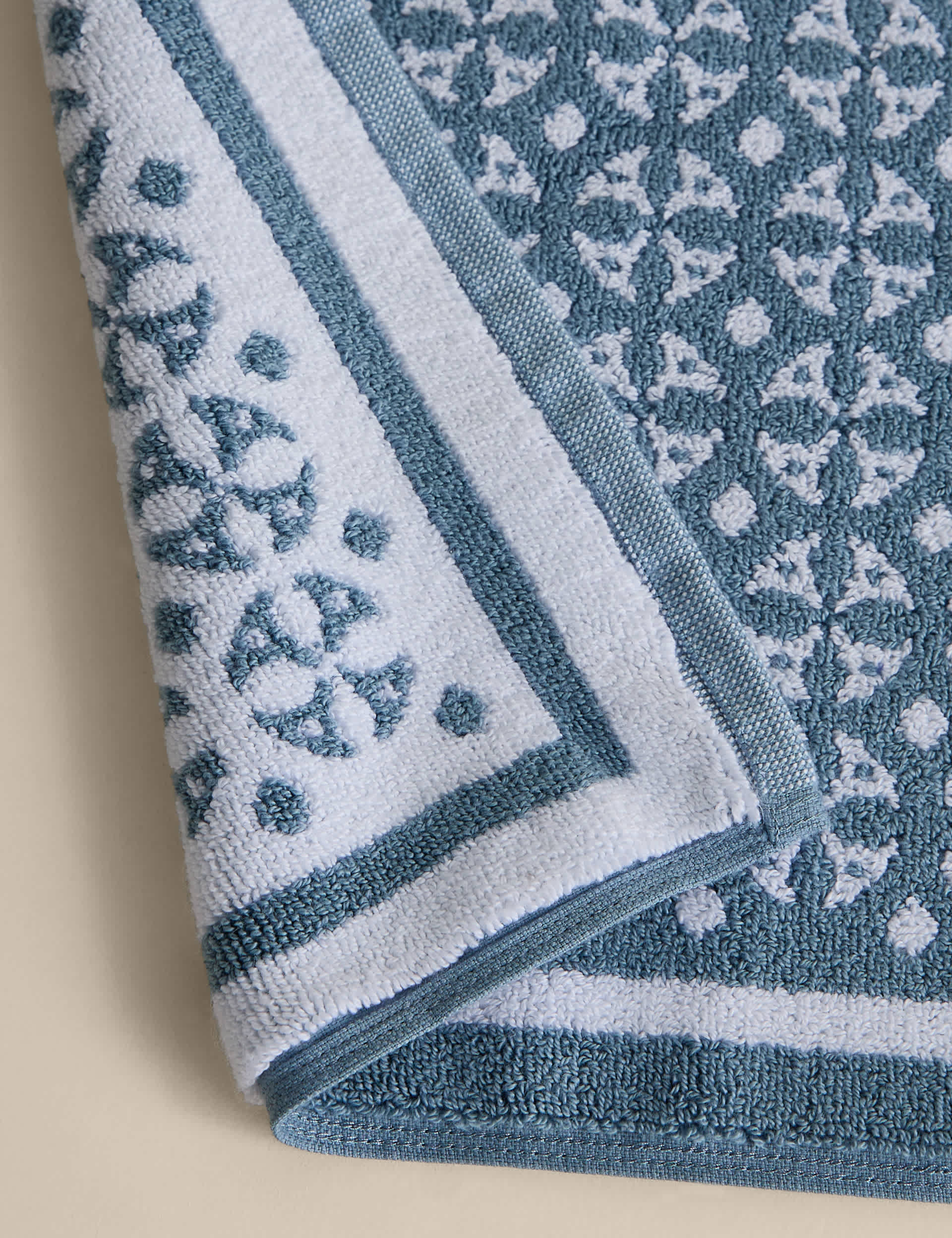 Pure cotton geometric bath mat, imported from the UK