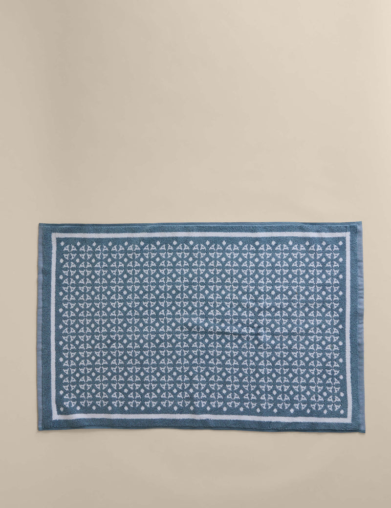 Pure cotton geometric bath mat, imported from the UK