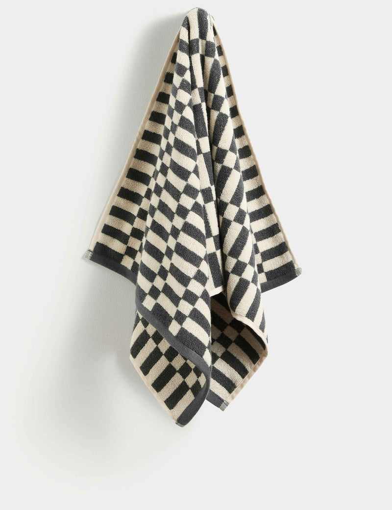 Geometric check bath towel, imported from the UK