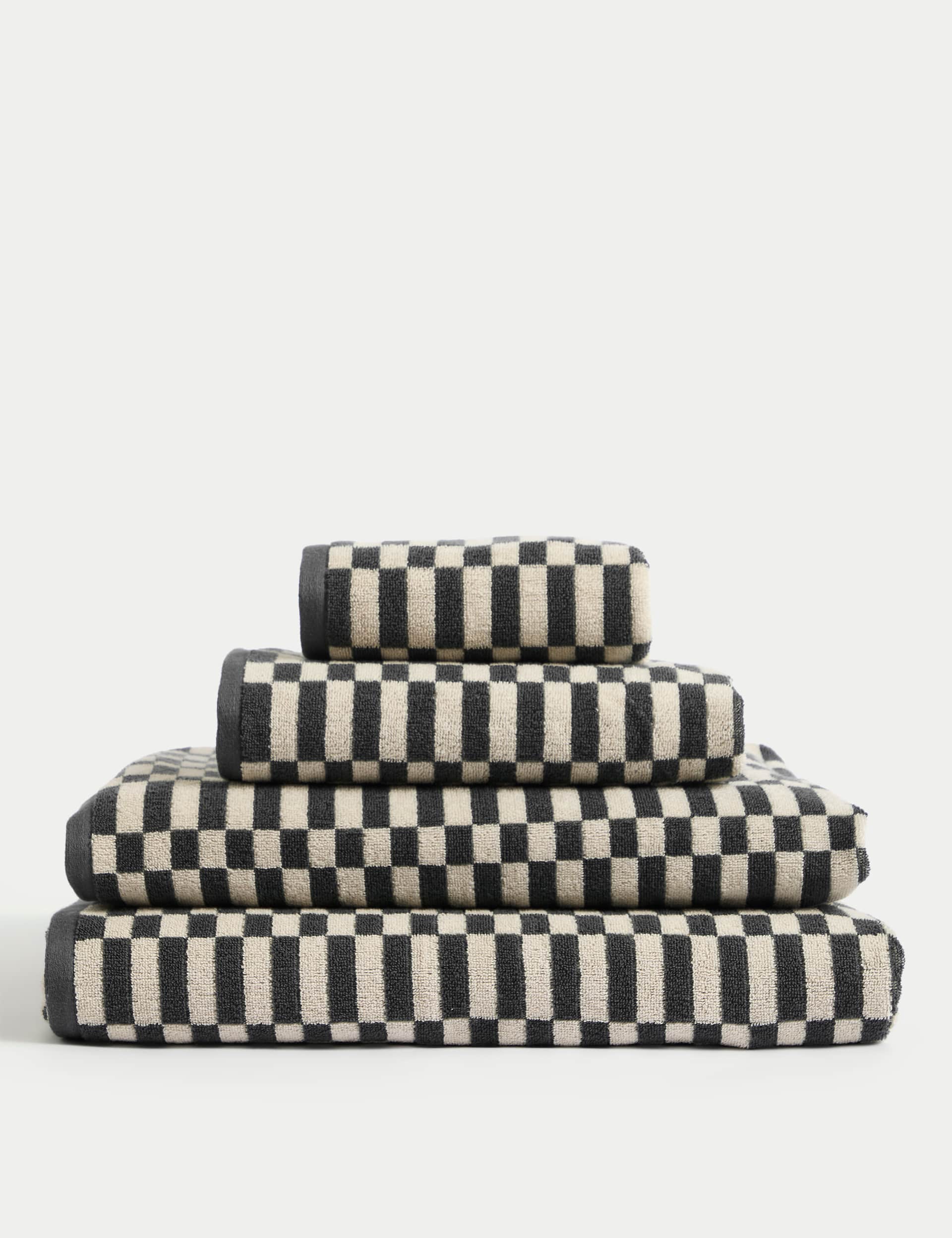 Geometric check bath towel, imported from the UK