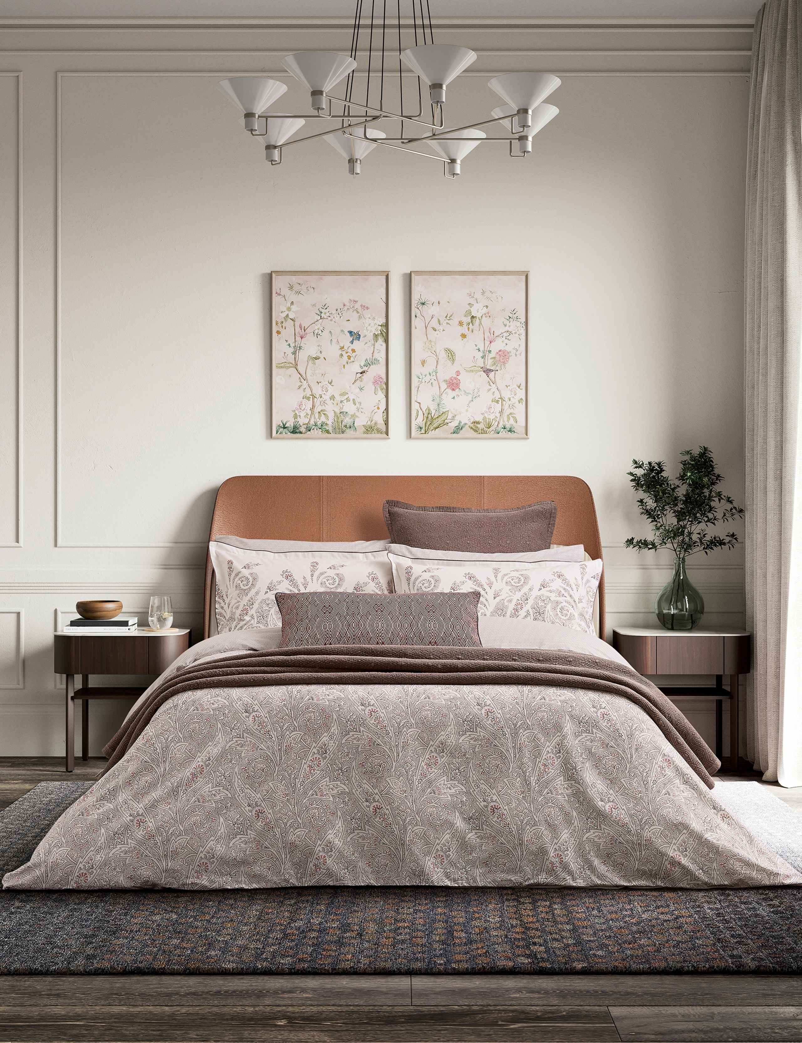 Bedeck of Belfast geometric square pillowcase 1000-thread-count cotton (British brand)