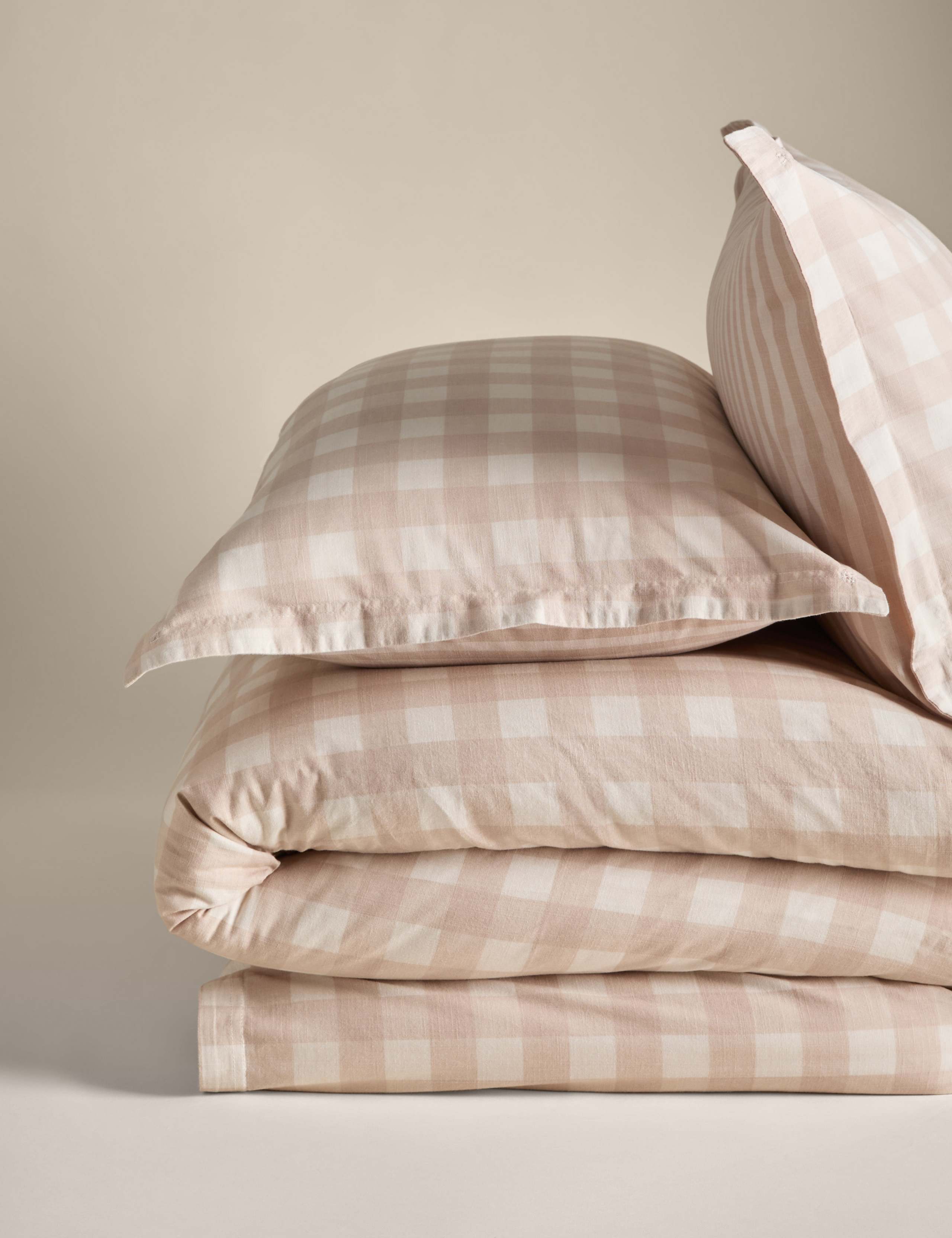 Gingham bedding set pure cotton reversible design (British brand)