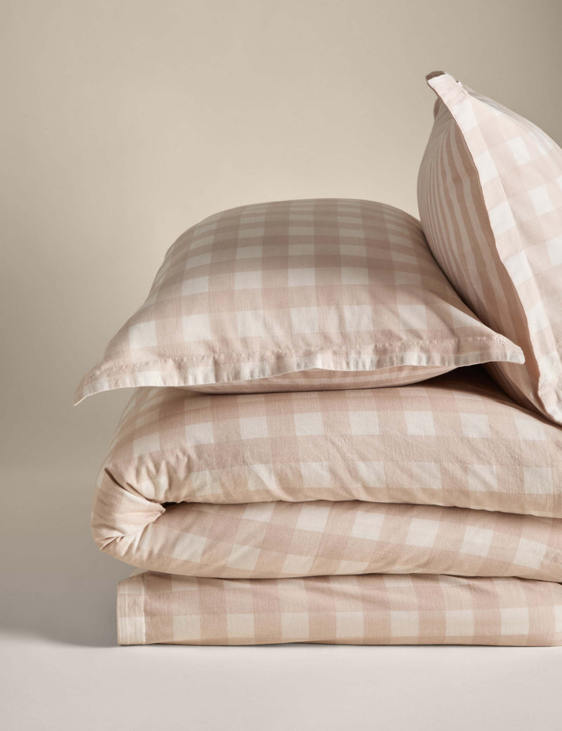 Gingham bedding set pure cotton reversible design (British brand)