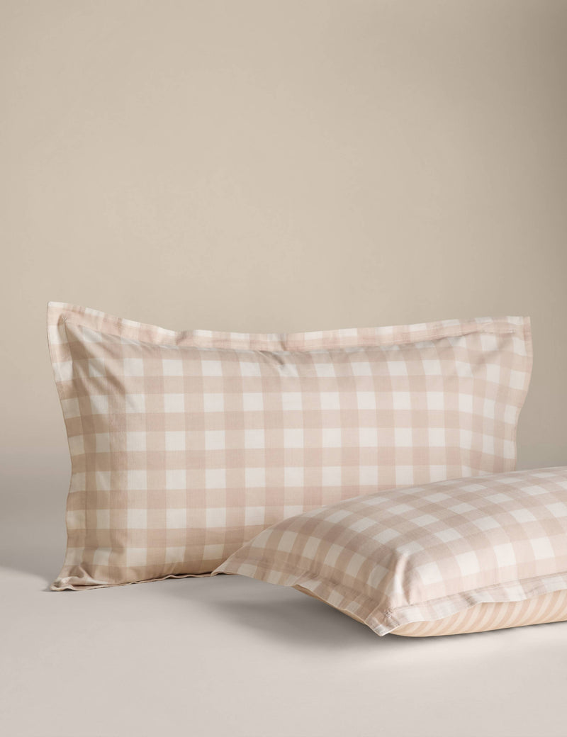 Gingham bedding set pure cotton reversible design (British brand)
