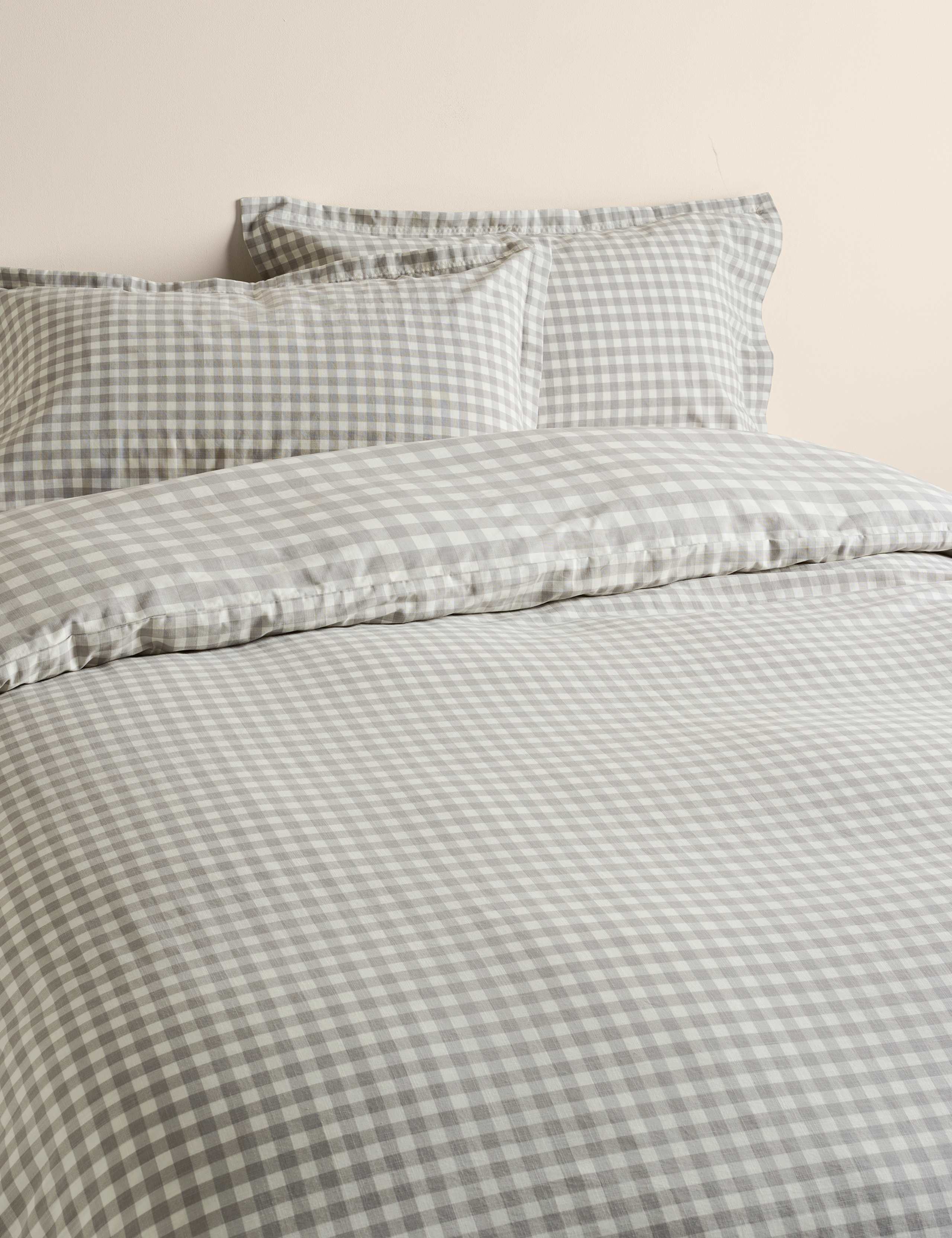 Pure cotton gingham reversible bedding set (British brand)