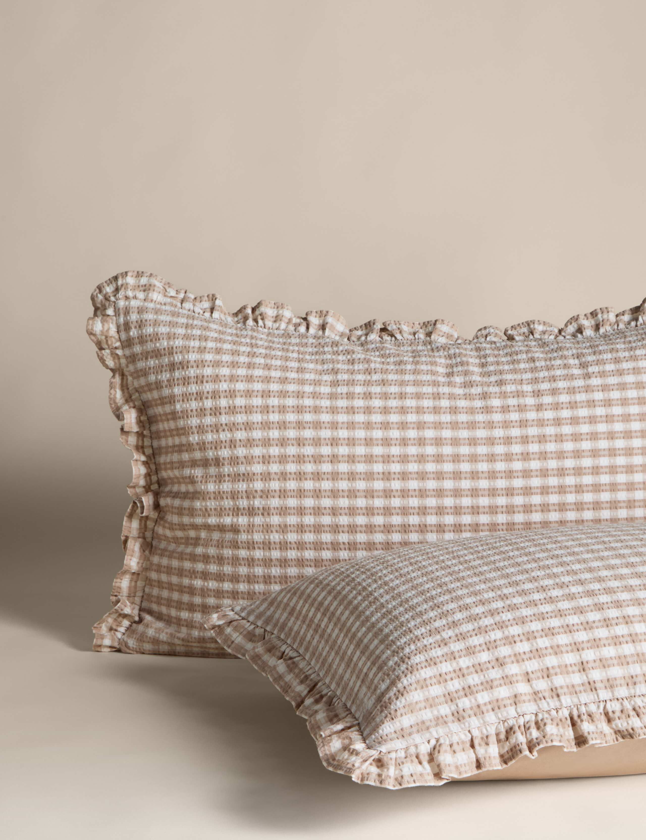 Pure Cotton Gingham Ruffle Bedding Set