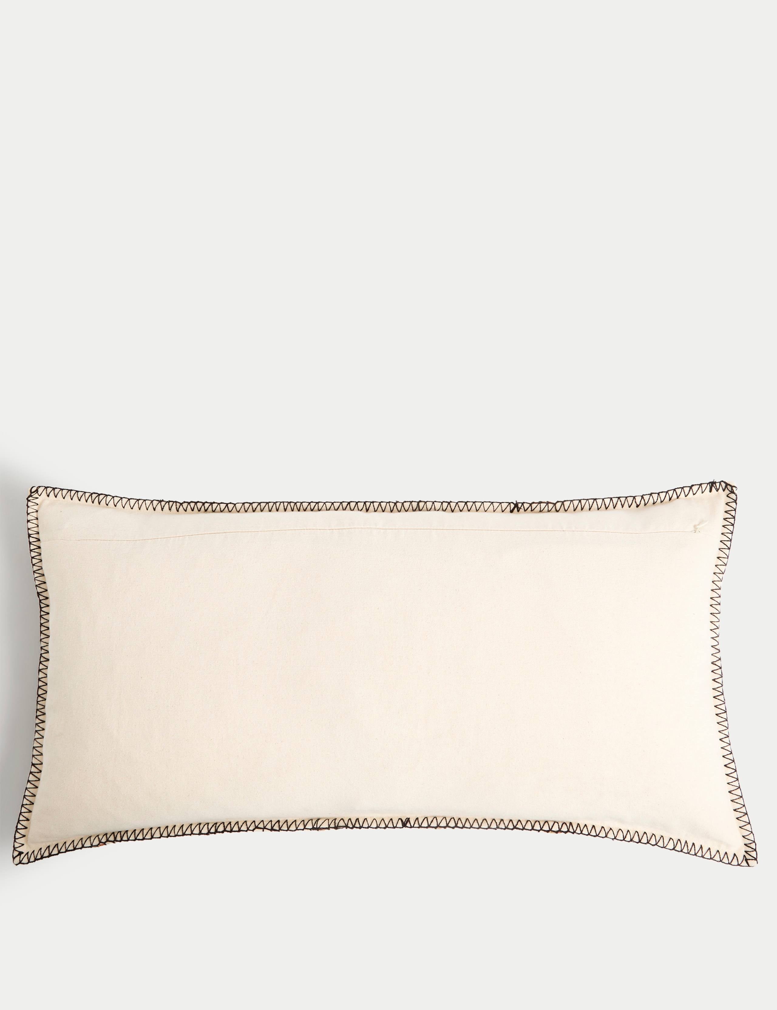 Pure cotton grid embroidered bolster cushion, imported from the UK