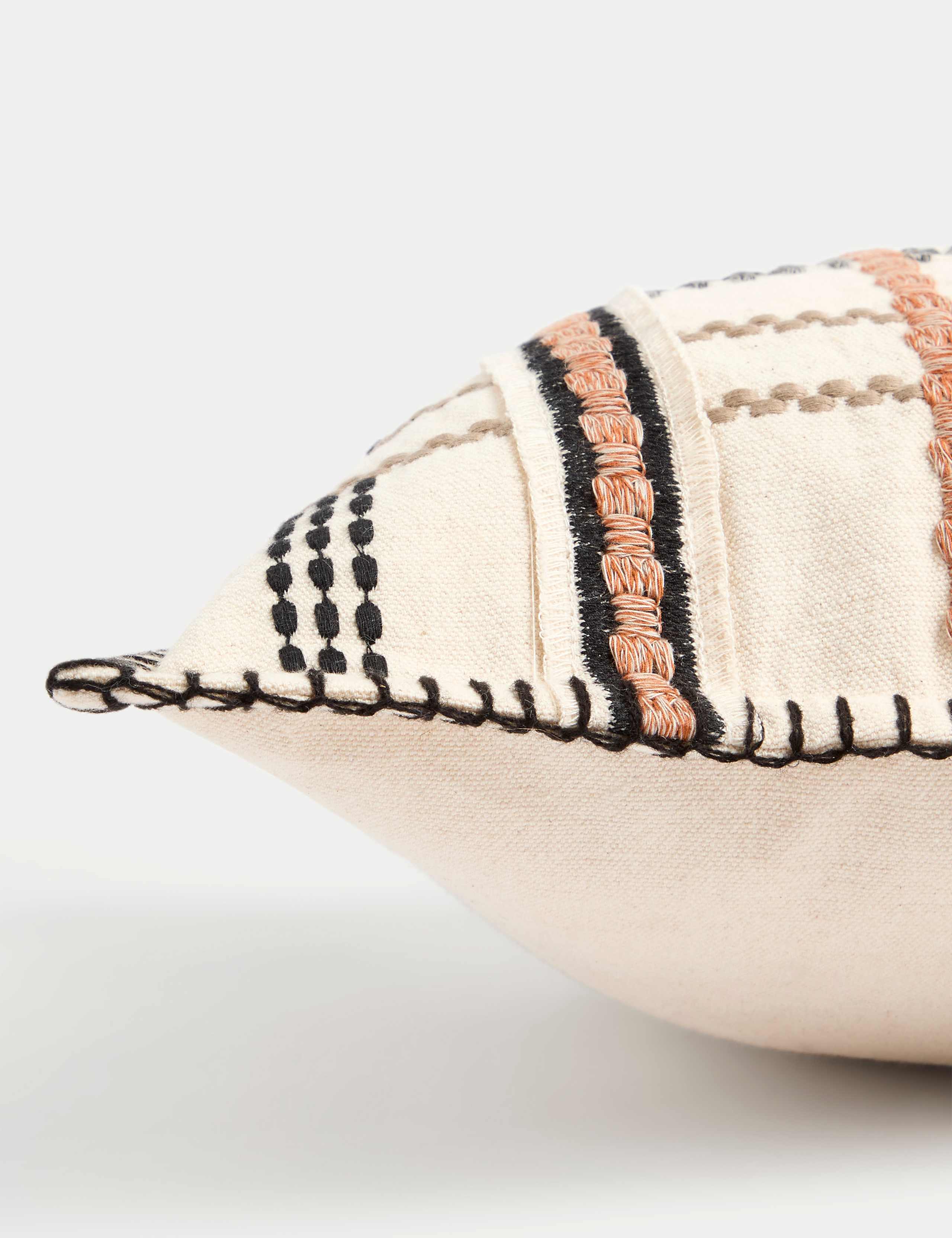 Pure cotton grid embroidered bolster cushion, imported from the UK