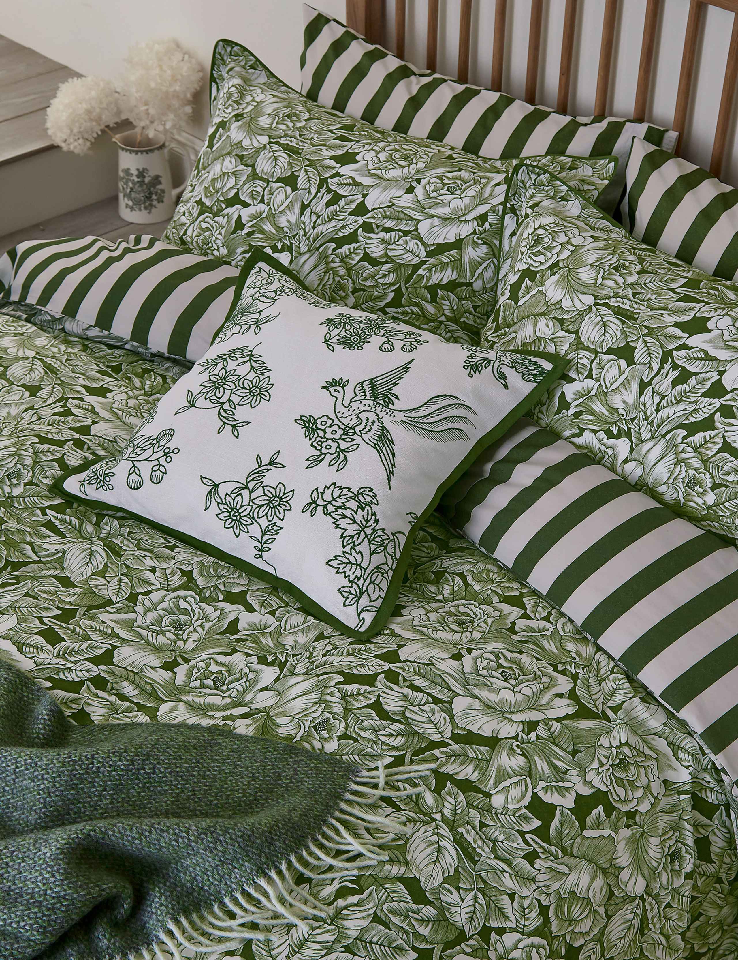 Burleigh hibiscus embroidered cushion 50cm, UK version