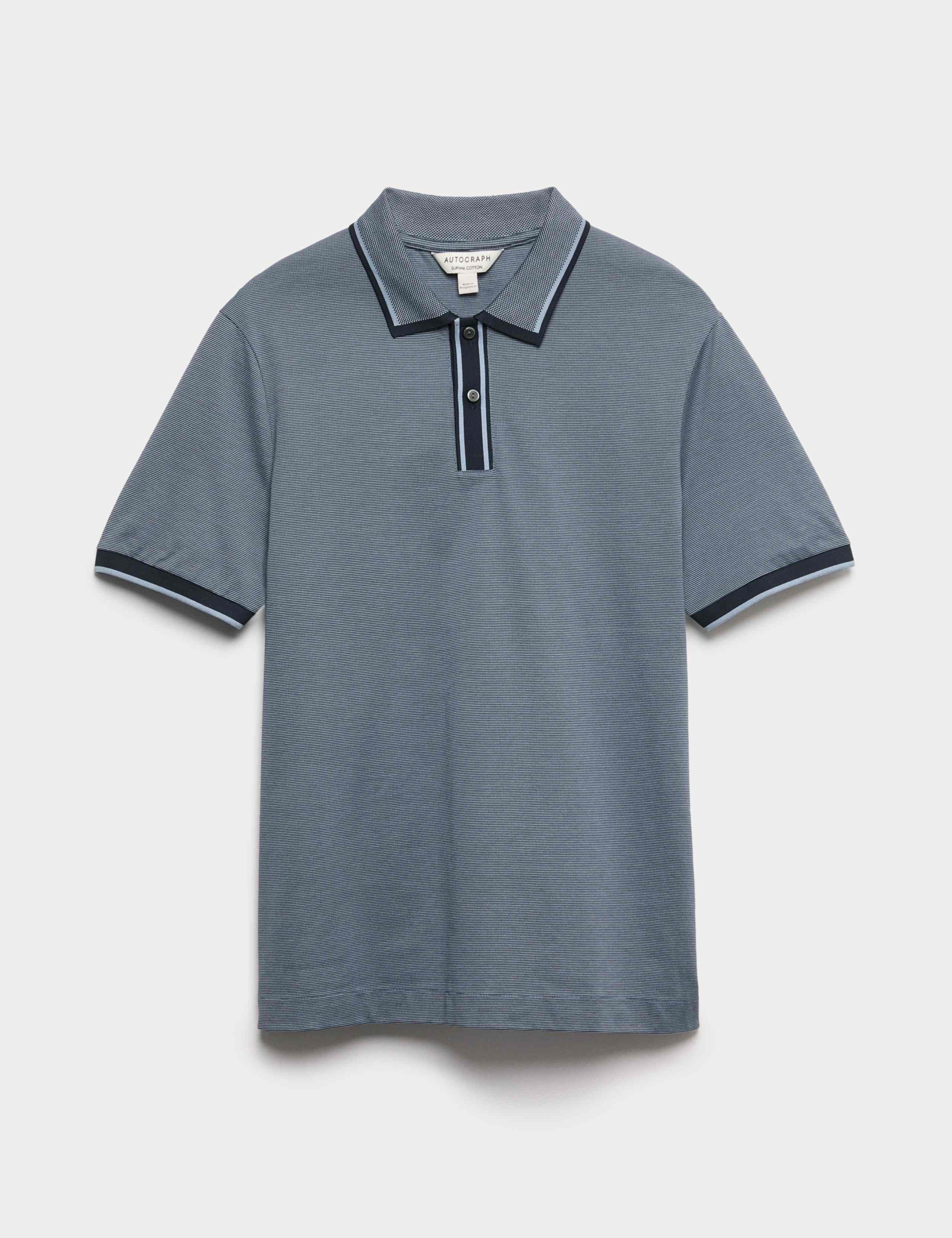 Pure cotton jacquard polo shirt, imported from the UK
