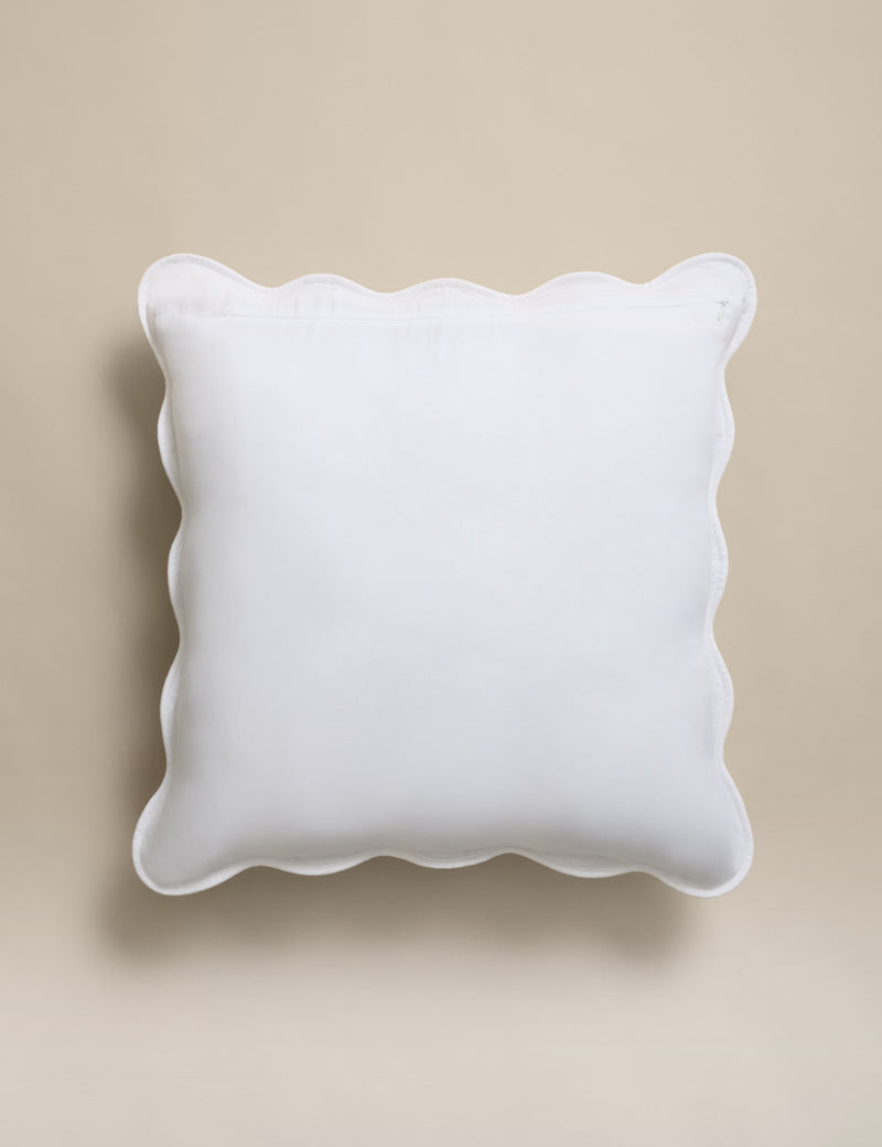 Large decorative cushion pure cotton scalloped motif, imported from the UK