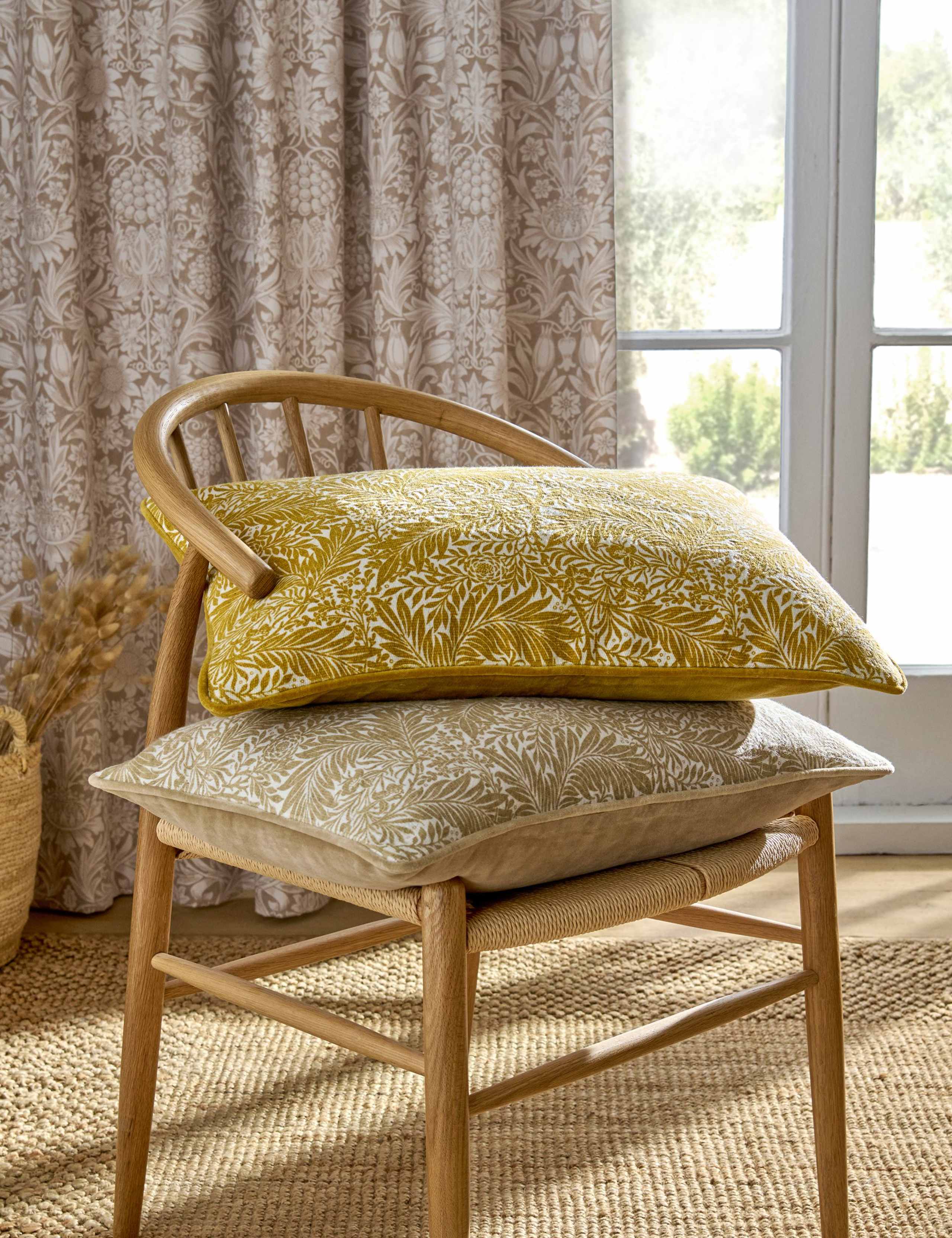William Morris At Home Larkspur cotton bolster cushion 40x60 cm (British brand)
