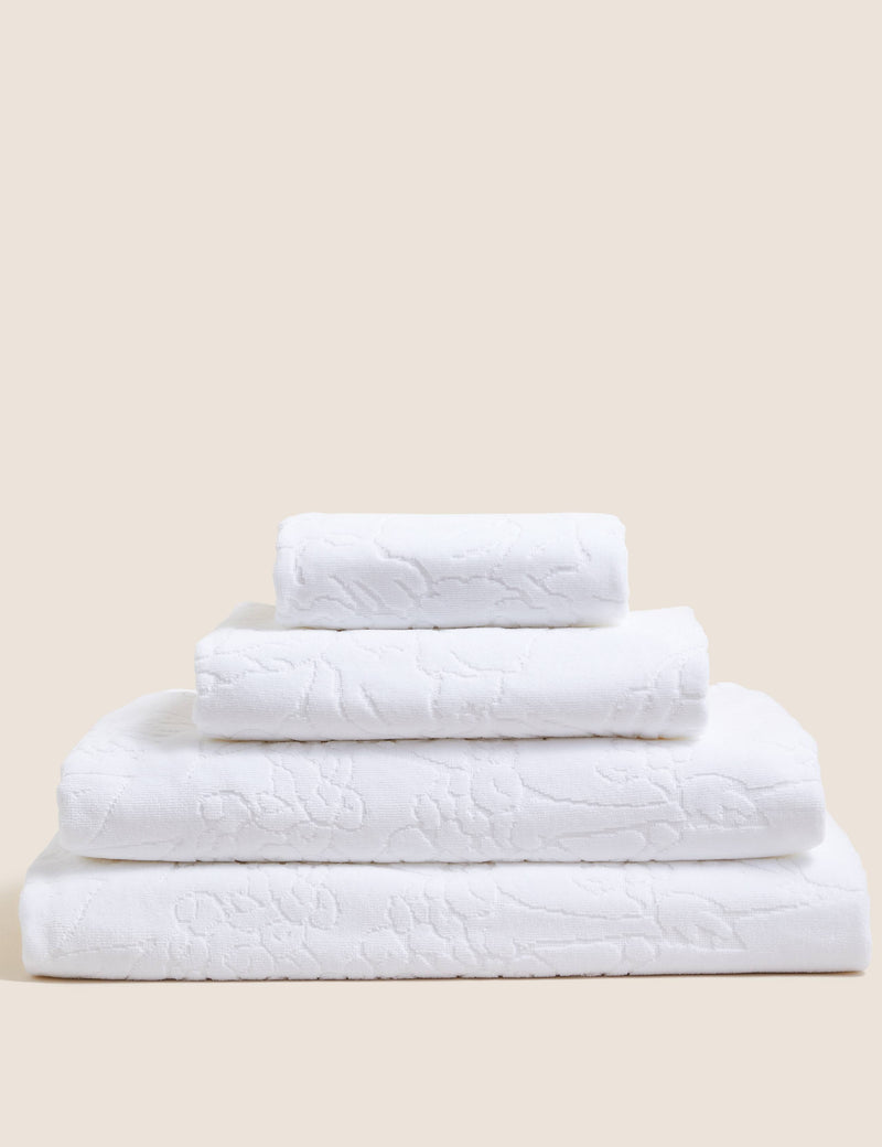 Pure cotton linear floral bath towel, imported from the UK