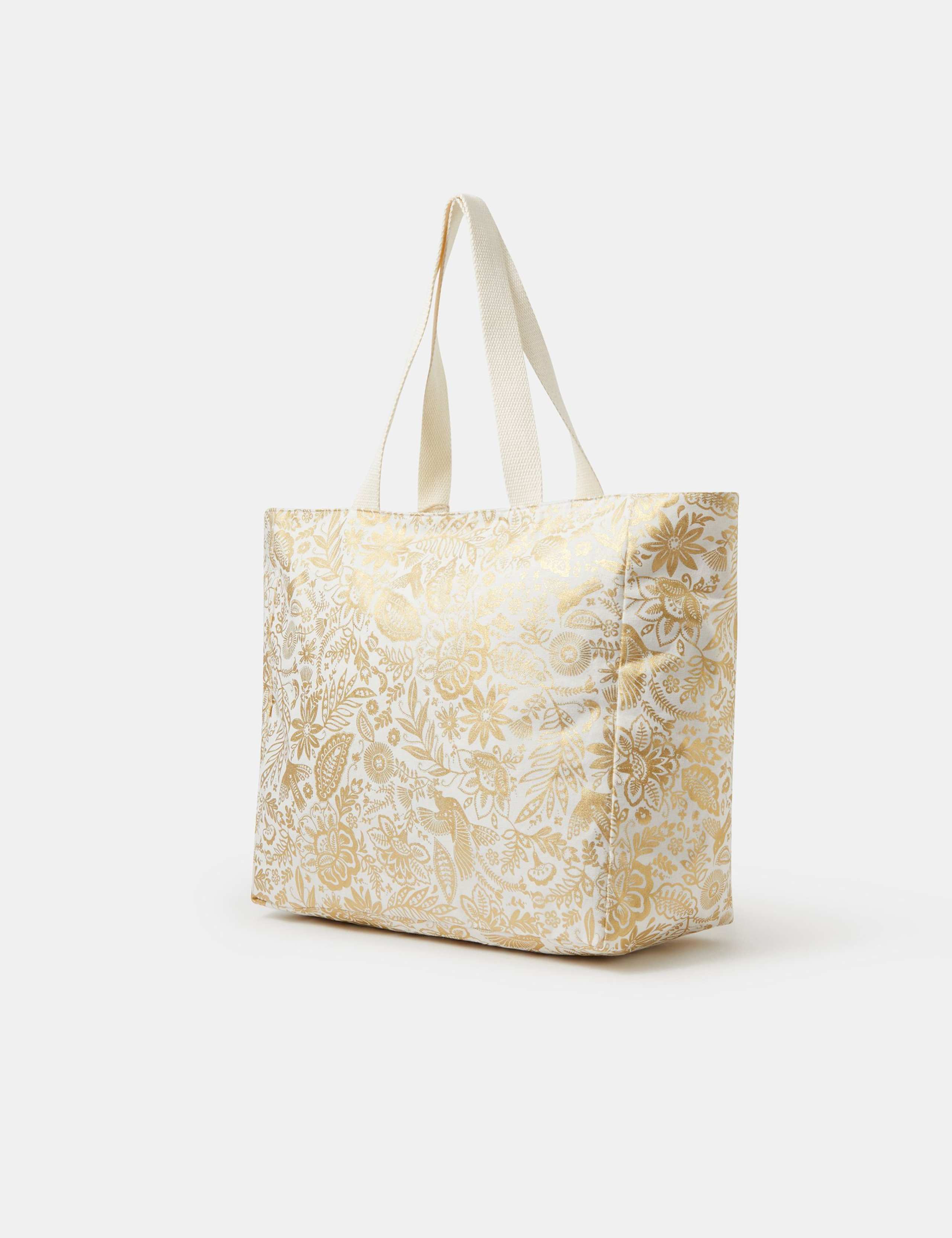 Accessorize pure cotton metallic printed tote bag, UK version