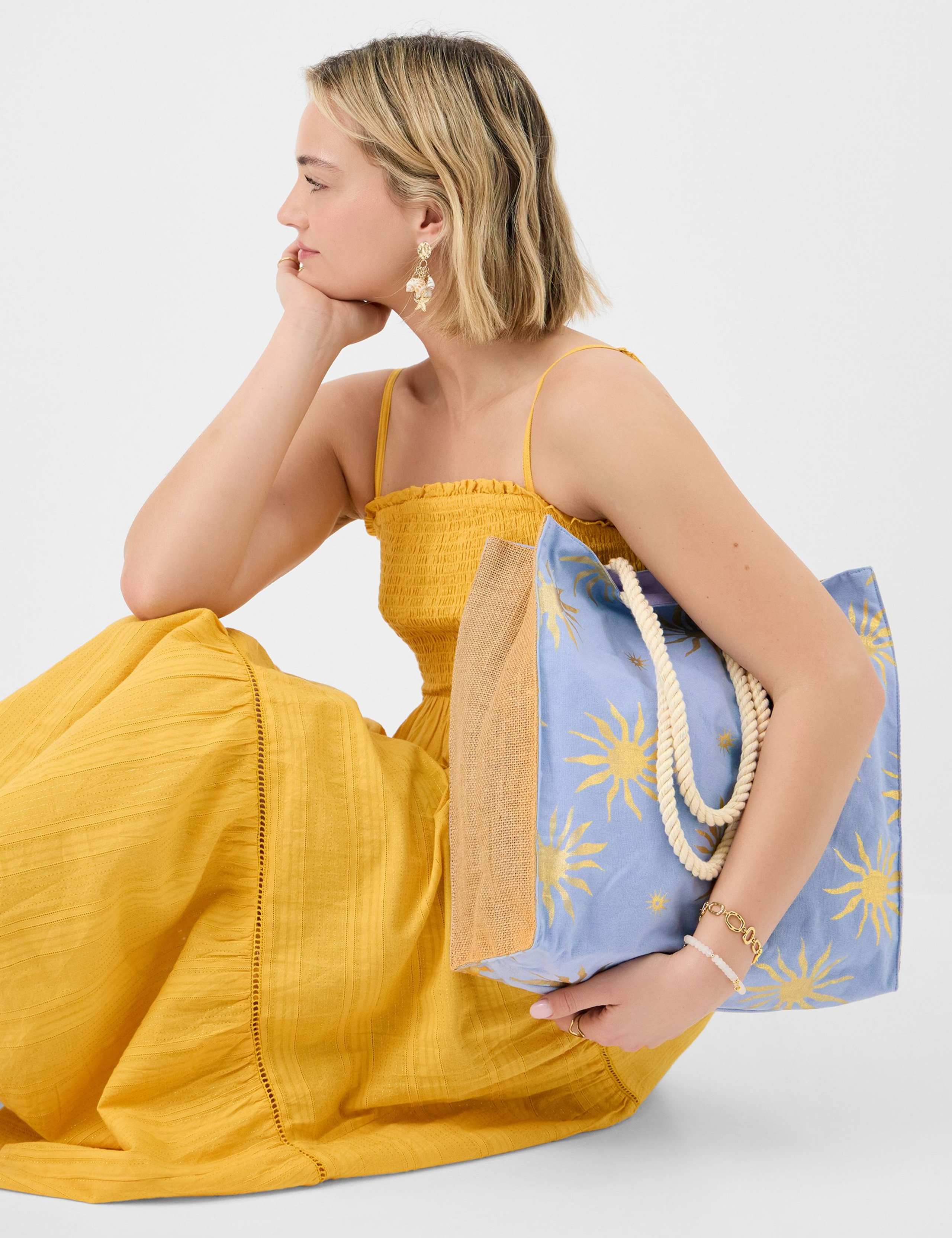 Accessorize metallic sun shopper tote bag, imported from the UK