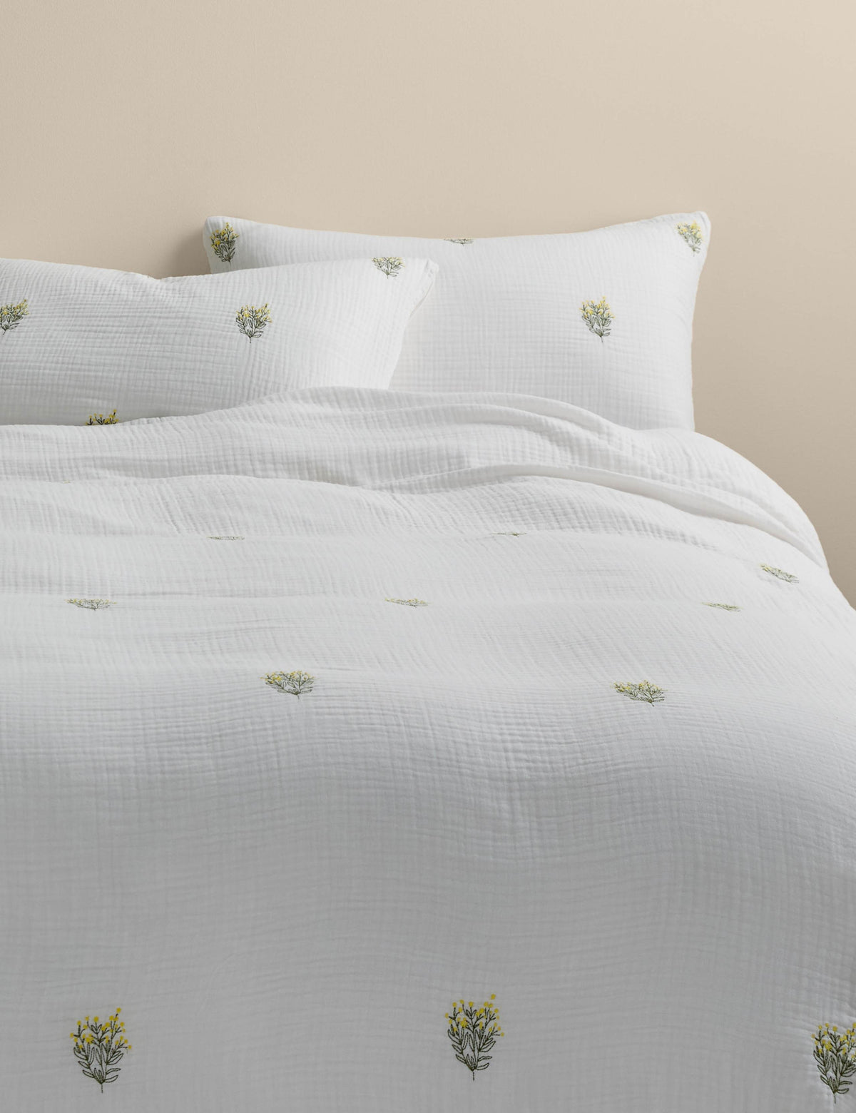 Muslin floral sprig bedding set, pure cotton - British product