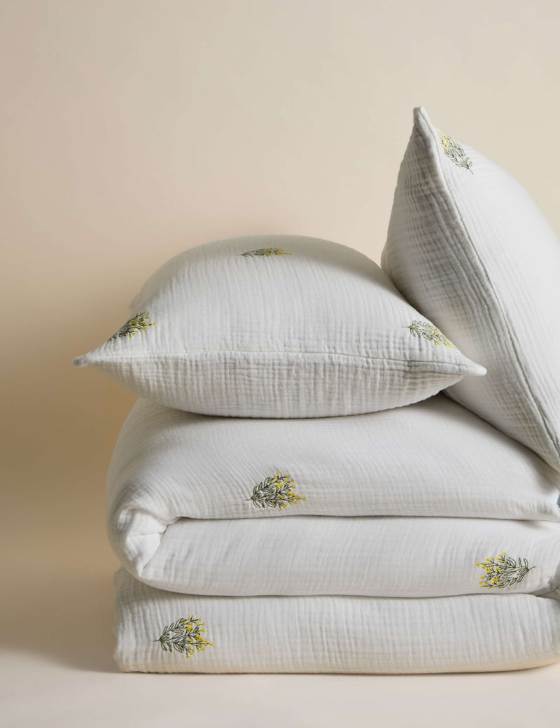 Muslin floral sprig bedding set, pure cotton - British product