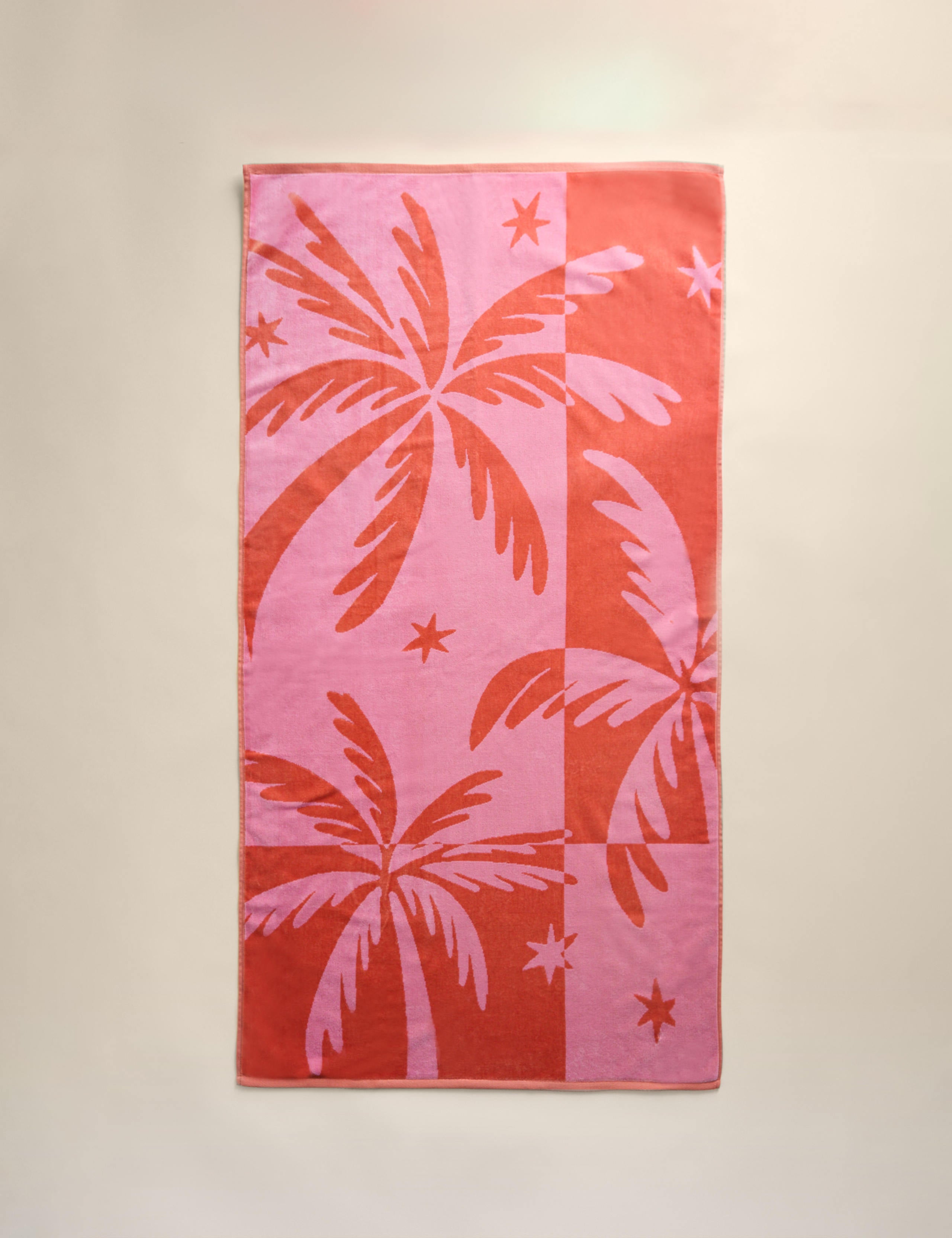 Pure cotton palm tree beach towel 152cm long - British product
