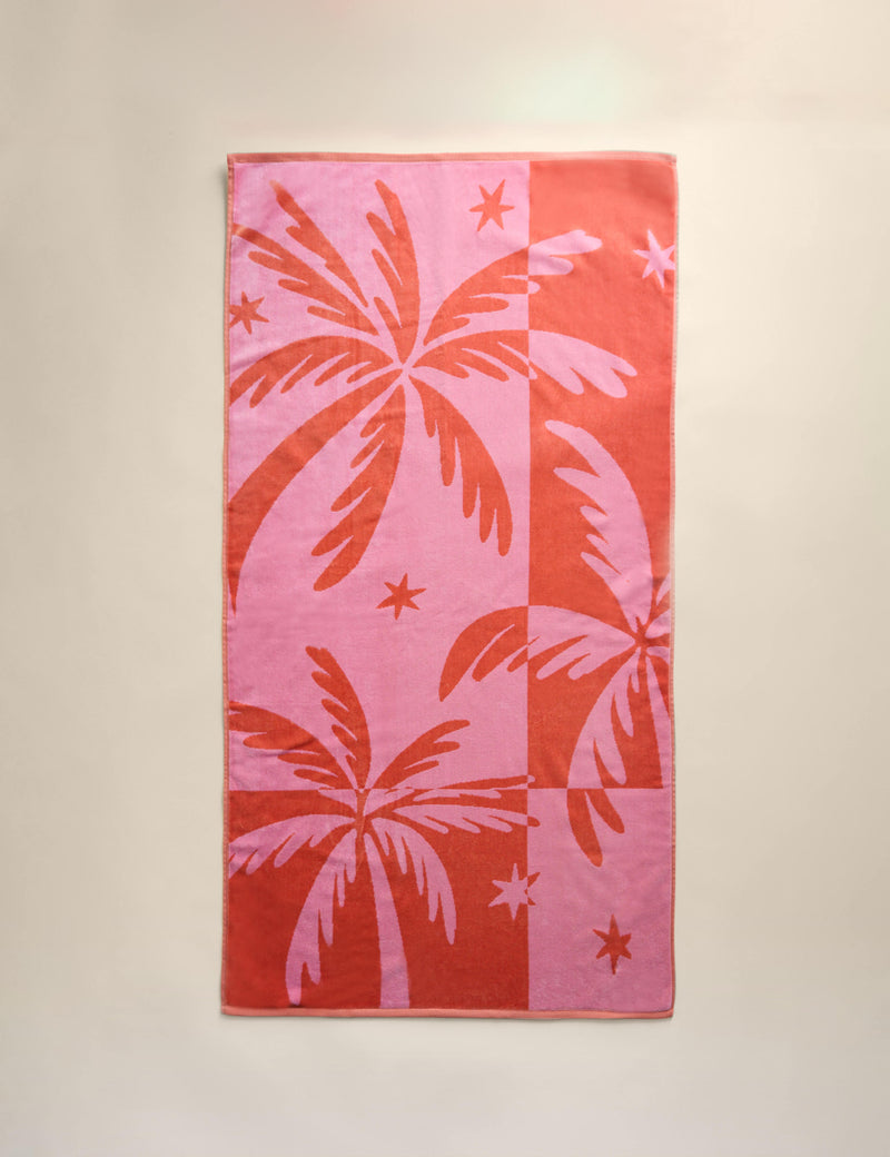 Pure cotton palm tree beach towel 152cm long - British product