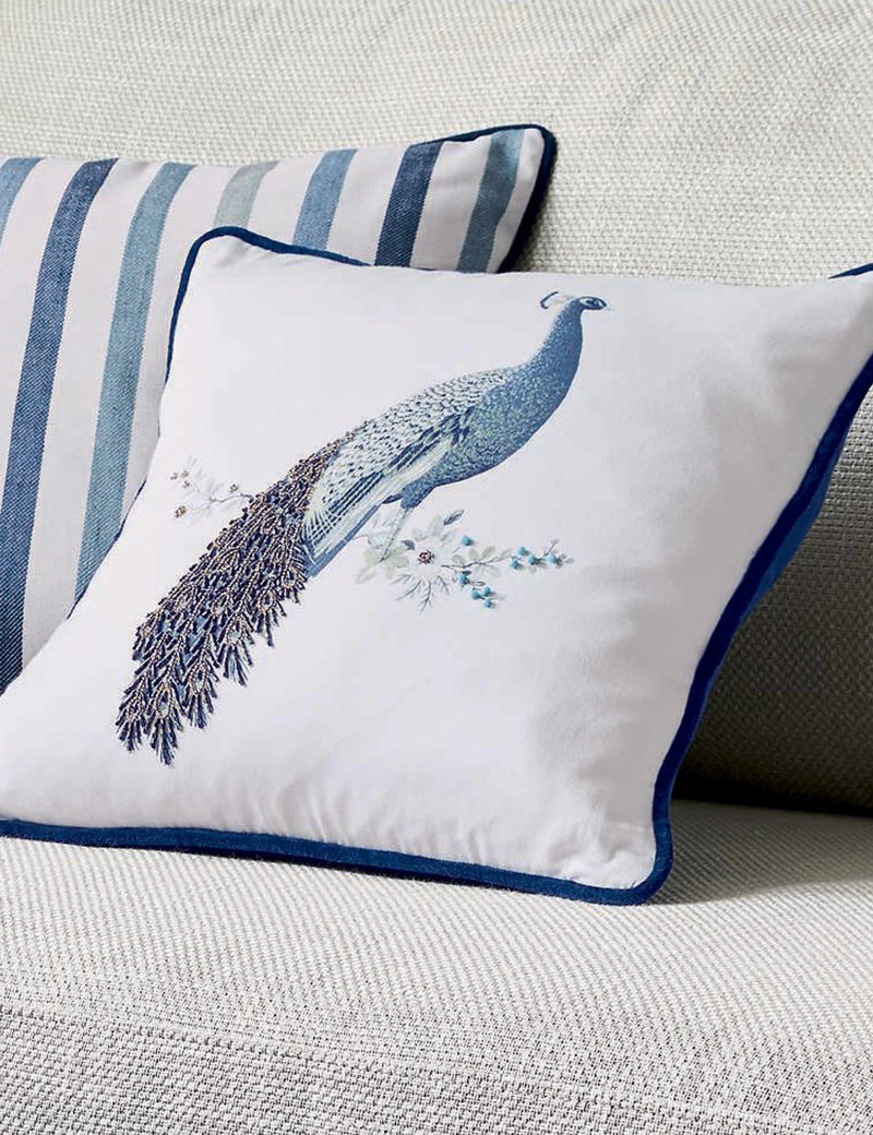 Laura Ashley pure cotton peacock cushion, UK version