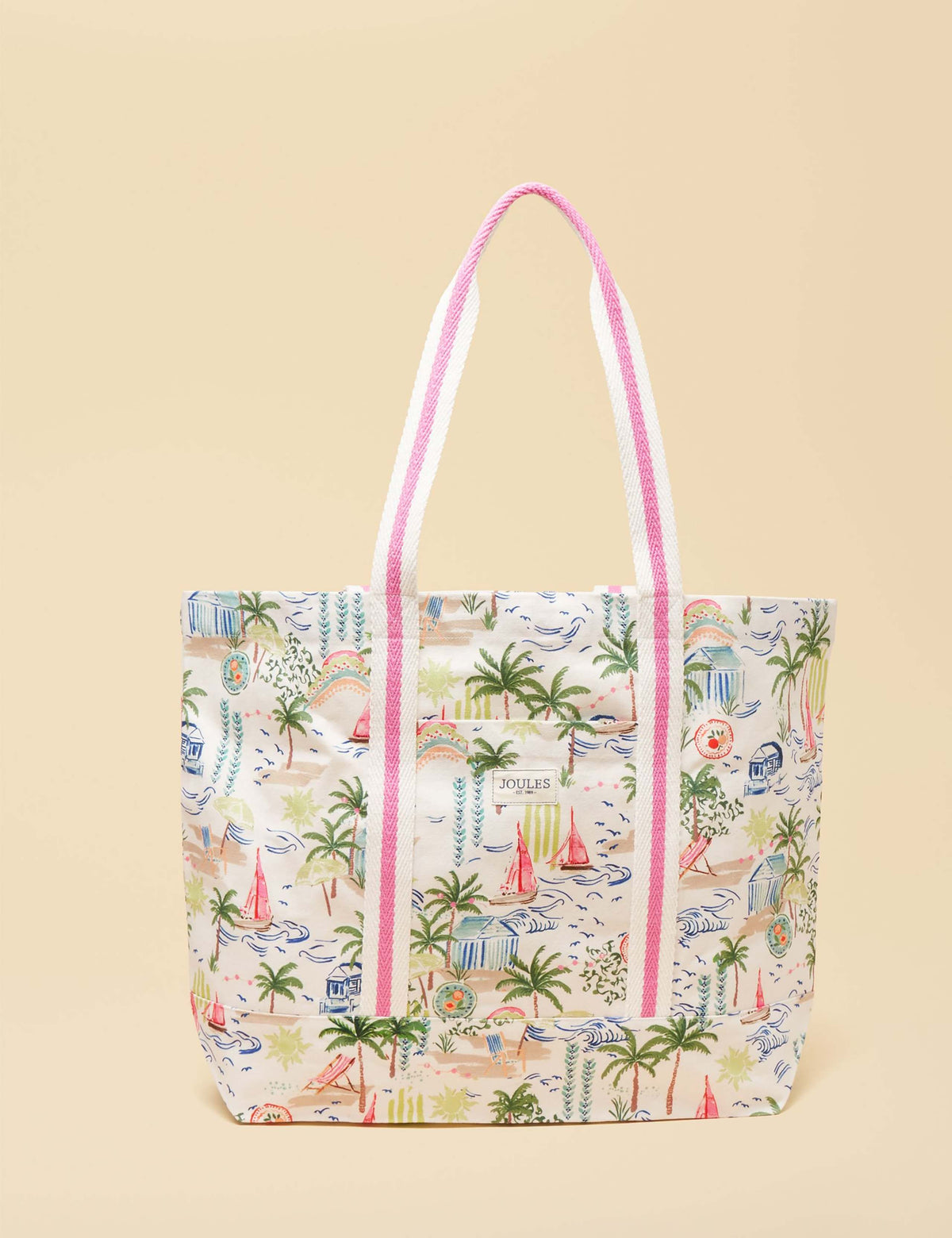 Joules pure cotton printed tote bag with palm design - British product
