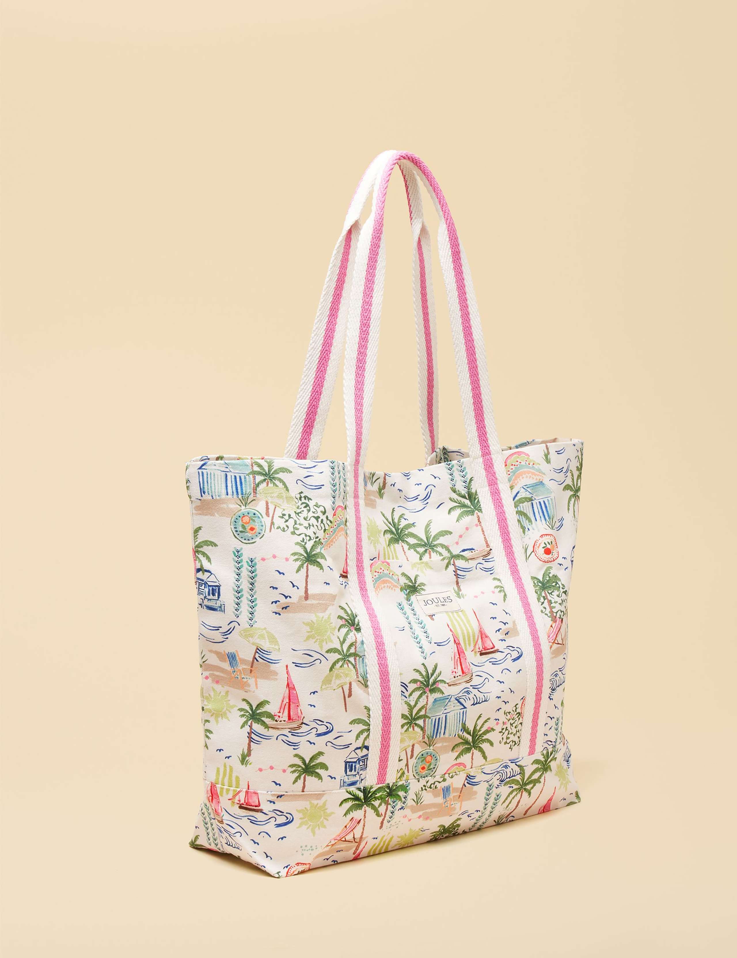Joules pure cotton printed tote bag with palm design - British product