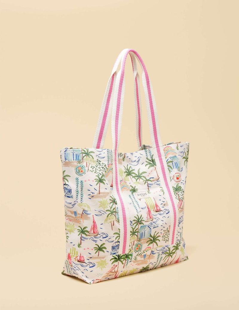 Joules pure cotton printed tote bag with palm design - British product