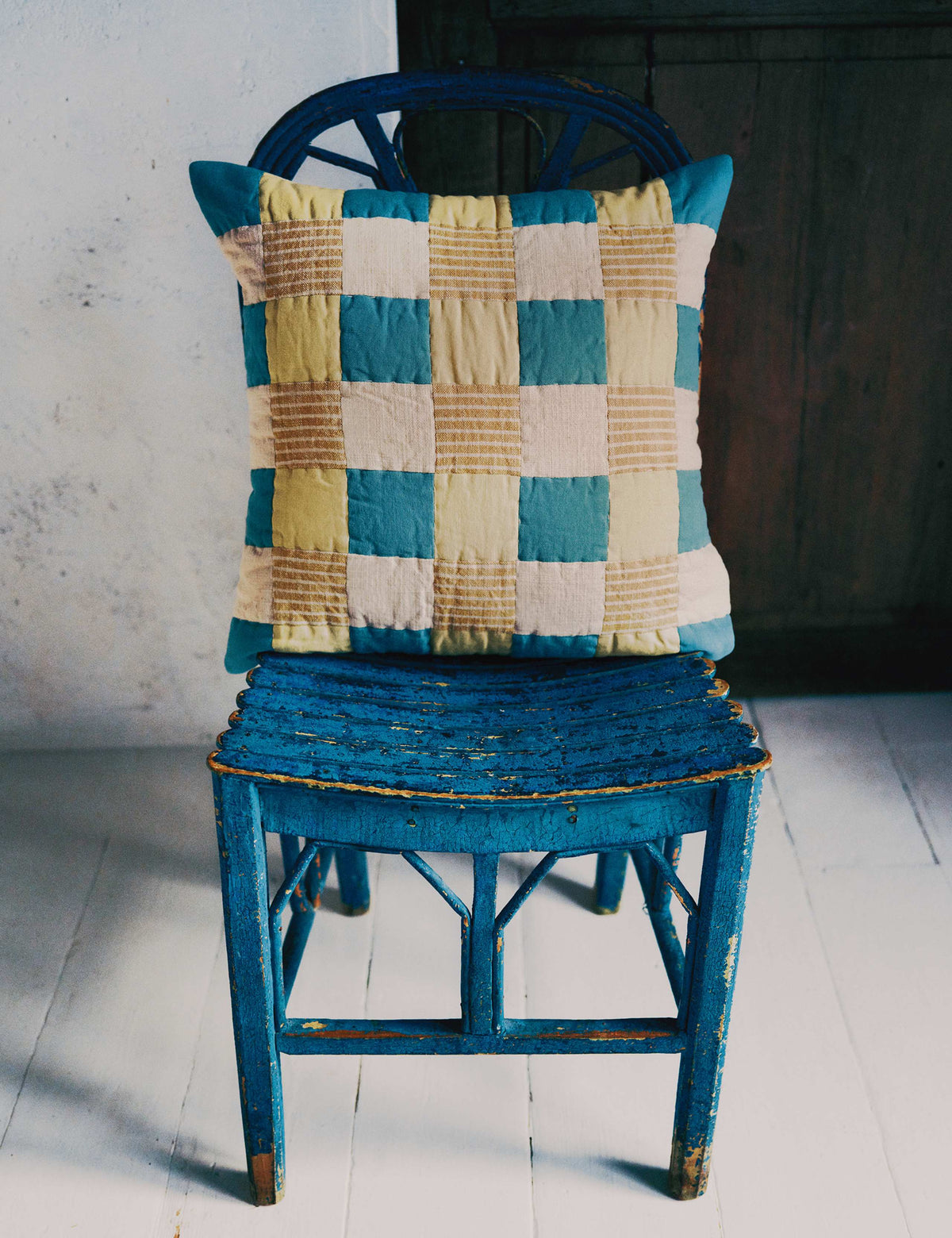 Pure cotton quilted patchwork cushion 50cm (British brand)