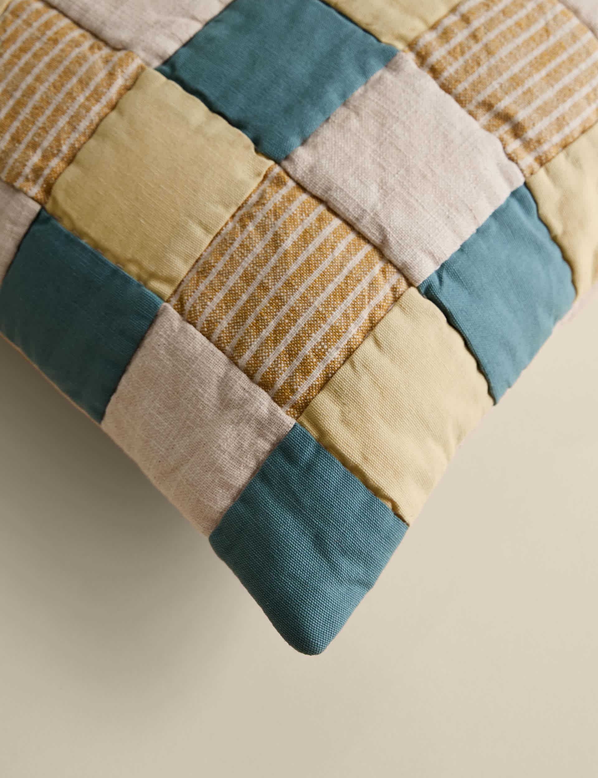 Pure cotton quilted patchwork cushion 50cm (British brand)